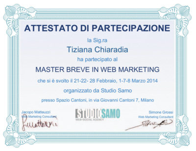 Master web Marketing Studio Samo Tiziana Chiaradia