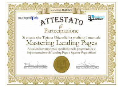 attestato_Landing page Creative parkTiziana Chiaradia