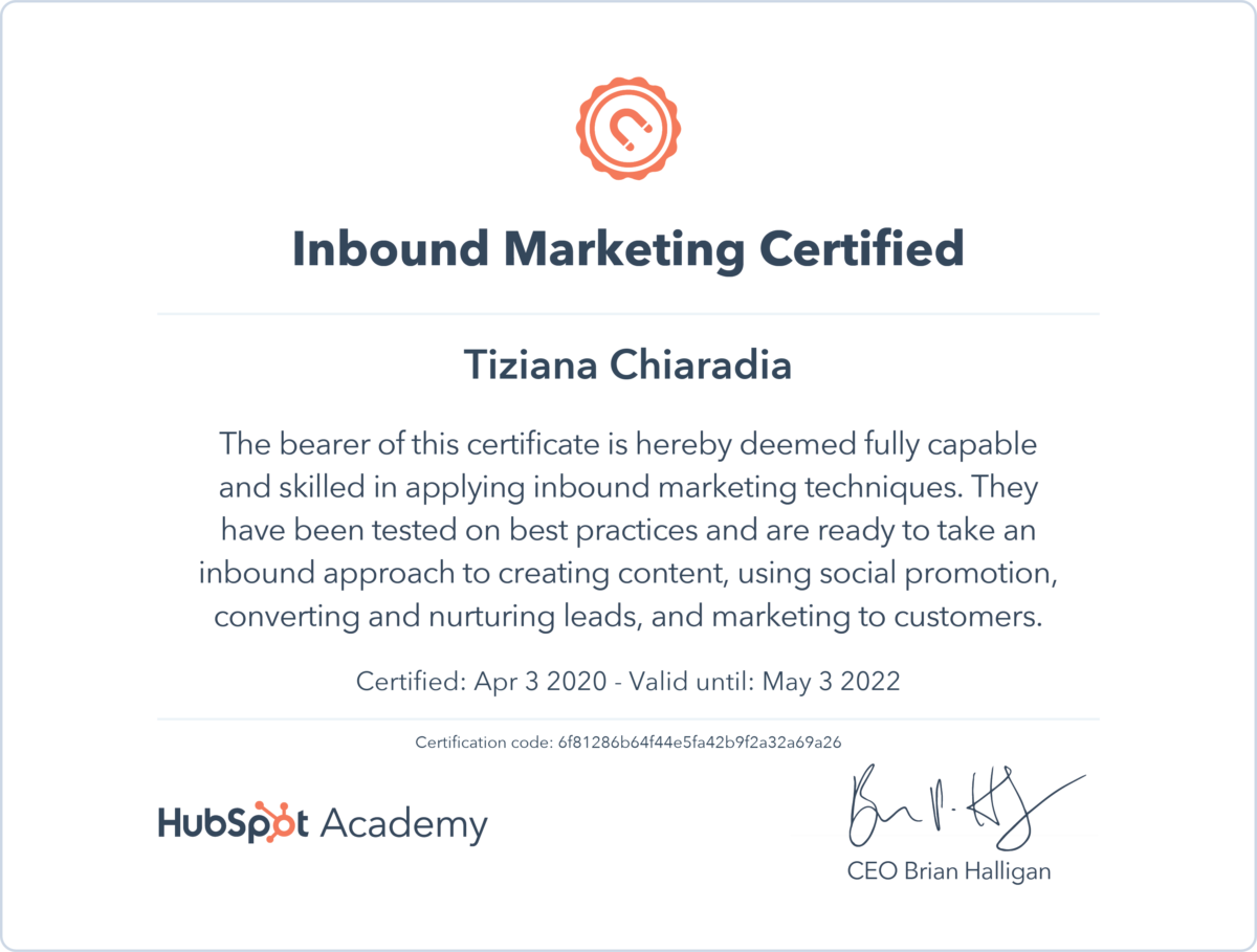 Inbound Marketing Certificazione Hubspot