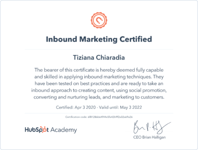 Inbound Marketing Certificazione Hubspot